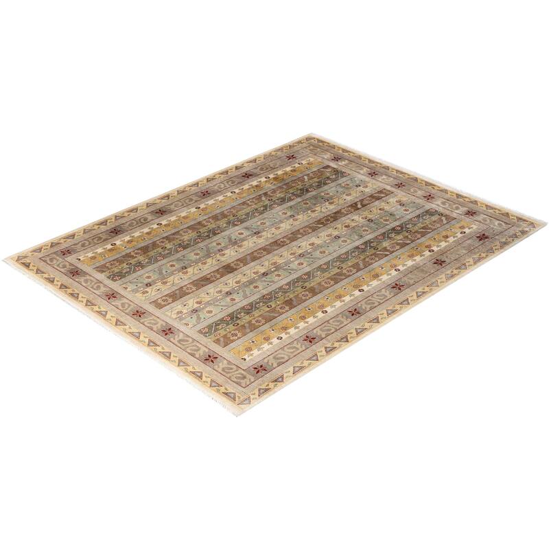 Ikat One-of-a-Kind Hand-Knotted Area Rug - Beige, 8' 1" x 10' 4" - 8' 1" x 10' 4"