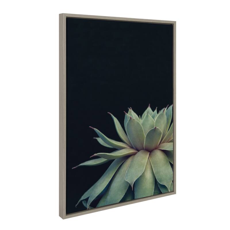 Sylvie Succulent 18x24 Gold Framed Canvas Wall Art by F2 Images - 23x33 - Plastic - Grey