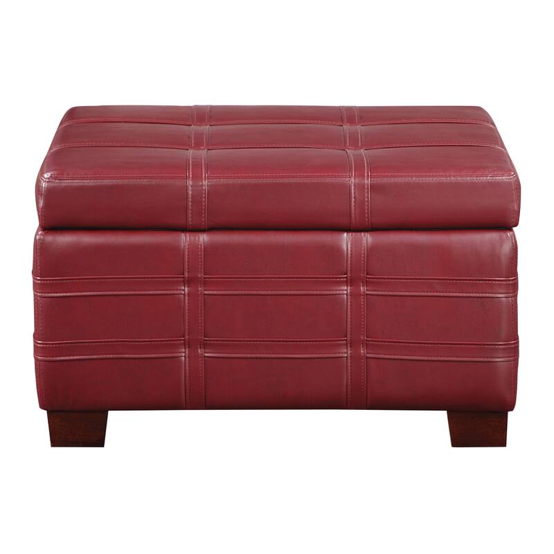 Detour Strap Square Storage Ottoman in Faux Leather