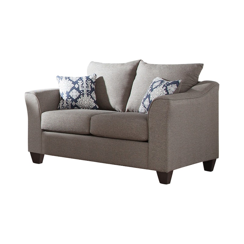 Casual Flared Arm Loveseat in Brown