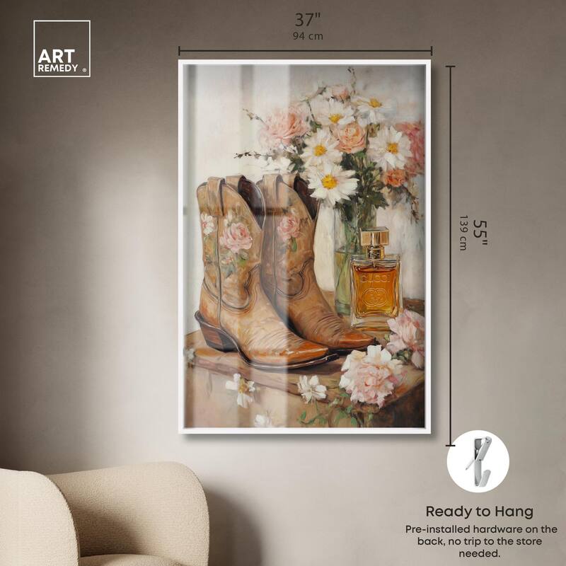Delicate Floral Boots II Shadowbox by Art Remedy