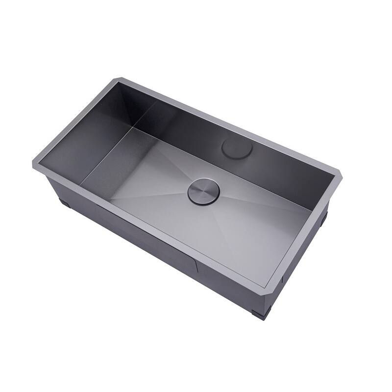 Kingsman 36 Inch Galaxy Black Matte Black Stainless Steel Undermount 16-Gauge Kitchen Sink Single Bowl