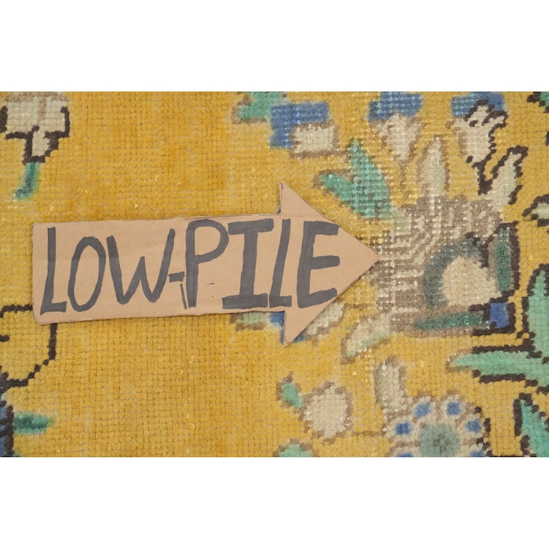 Hand Knotted Oriental 100% Wool Carpet Traditional Floral Yellow & Gold Tabriz Area Rug - 12' 3'' X 10' 0''