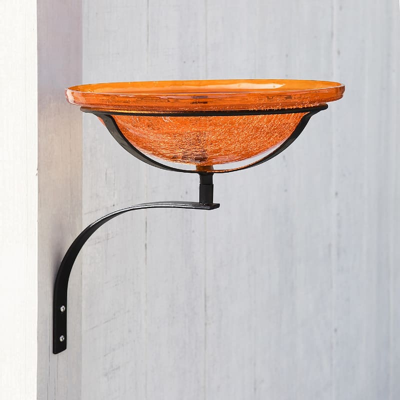Achla Designs Reflective Crackle Glass Birdbath Bowl With Wall Mount ...