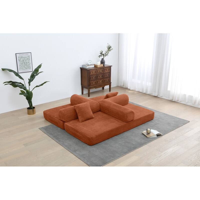 77.90" Corduroy Foldable Double Bed Sofa Bed