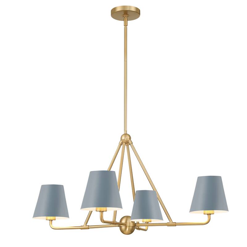 Xavier 4 Light Vibrant Gold and Blue Chandelier - 31.75"W x 17"H x 31.75"D
