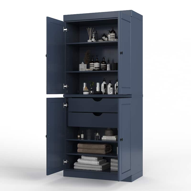 Palace Imports 100% Solid Wood 32" Bathroom Cabinet with Solid Doors, 2-Drawers and Adjustable Shelves