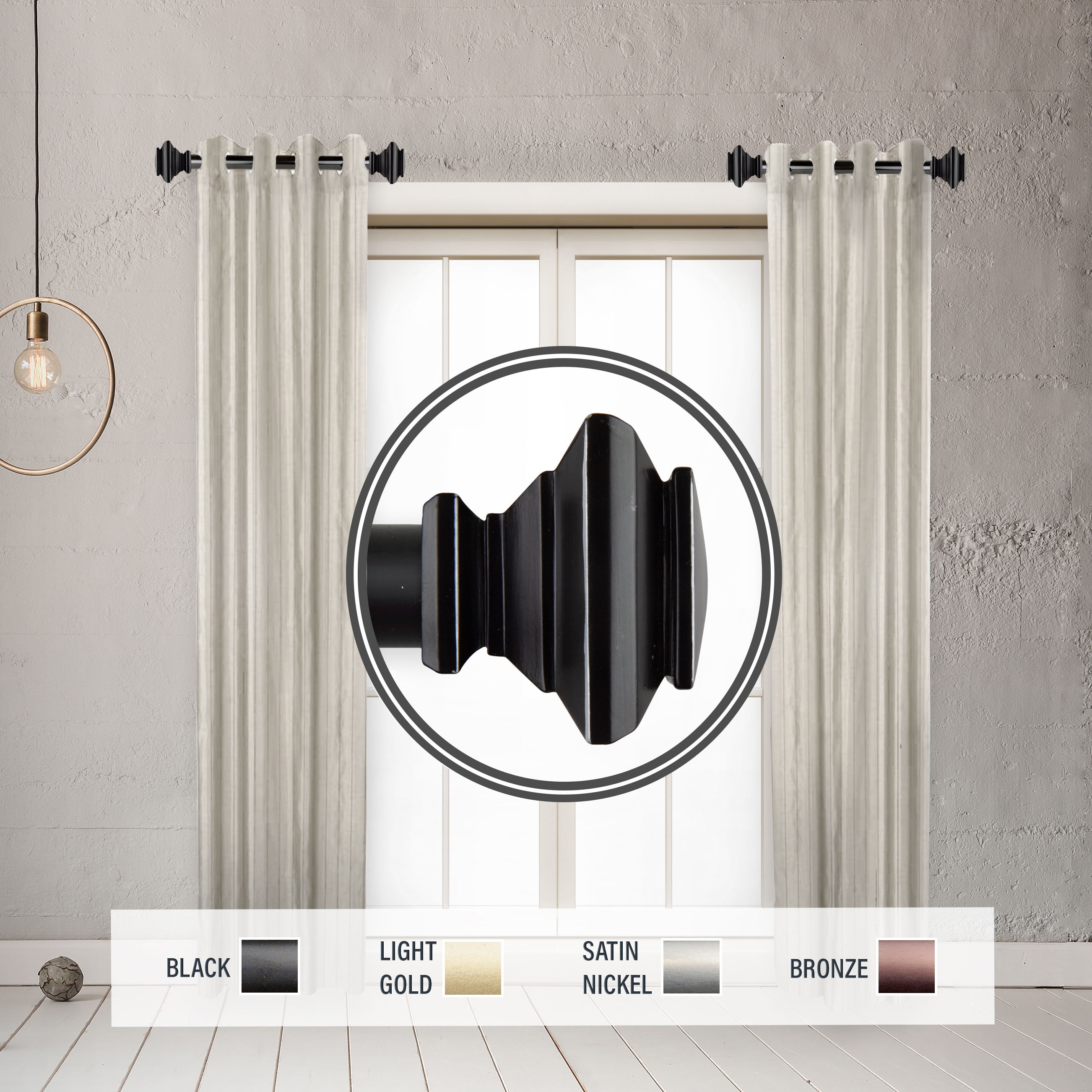 InStyleDesign Tild 1" Side Curtain Rod 12-20 inch long (Set of 2) - 12 to 20 inches