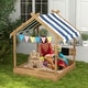 preview thumbnail 2 of 3, Wooden Sandbox with Canopy House Design for 3-7 Years Old, Brown