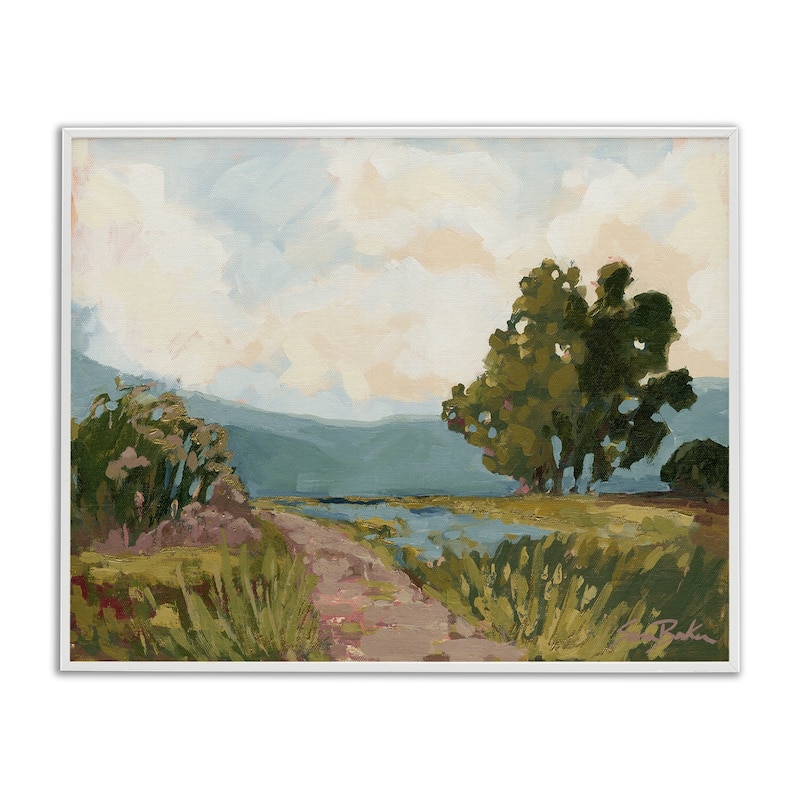 Stupell Path to Distant Countryside Framed Giclee Art Design By Sara Baker - 30 x 24 - White