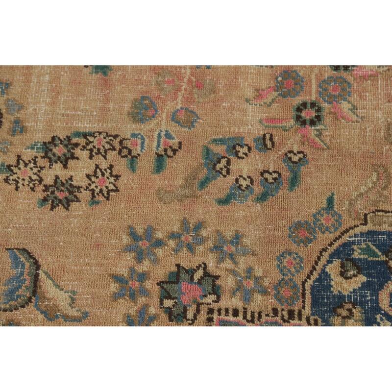 Mashad Persian Vintage Rug Hand-Knotted Traditional Wool Carpet - 9'7" x 12'10"