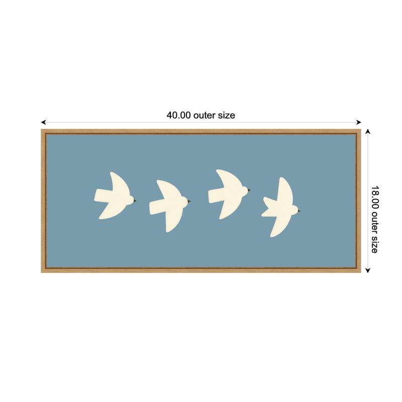 Kate and Laurel Minimalist Birds Panel Blue by Laura Moss Framed Canvas Wall Art Print