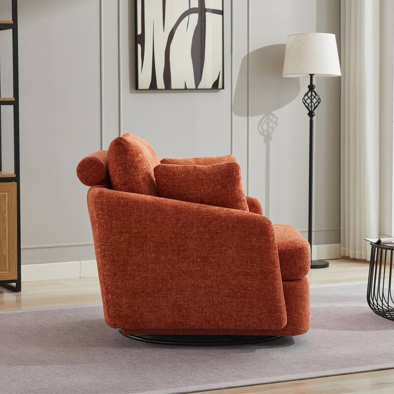 40.6" W Upholstered Swivel Accent Sofa Chair With Pillows