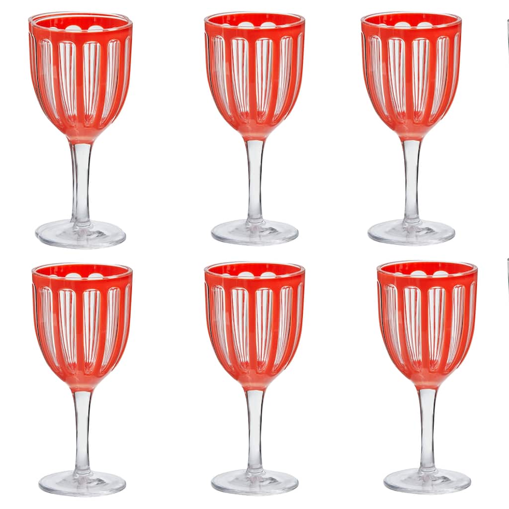 Villa 22 oz Orange Acrylic All Purpose Red White Wine BPA-Free, Dishwasher Safe, Durable Drinkware Set of 6