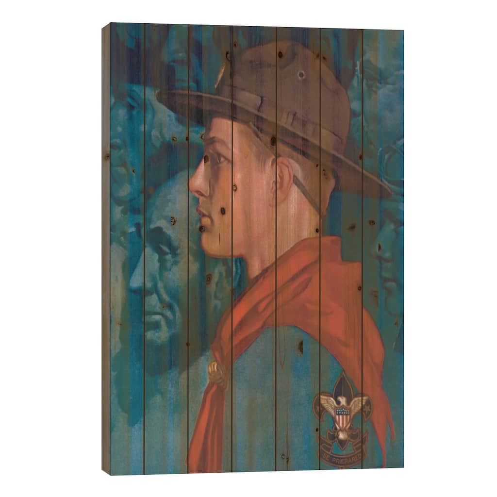 Spirit of America (Blue) Print On Wood by Norman Rockwell - Multi-Color