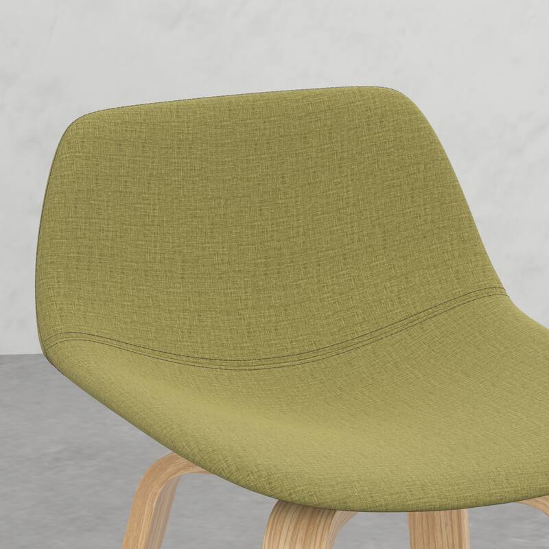 Set of 2 Harvard Bentwood Bar Stools with Curved Back and Upholstered Seat, Mid-Century Modern Design