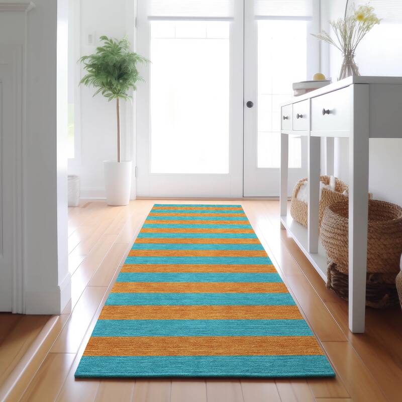 Premium Washable Super Soft Cabana Stripe Mayfield Rug - Aqua - 2' 3" x 7' 6" - Runner