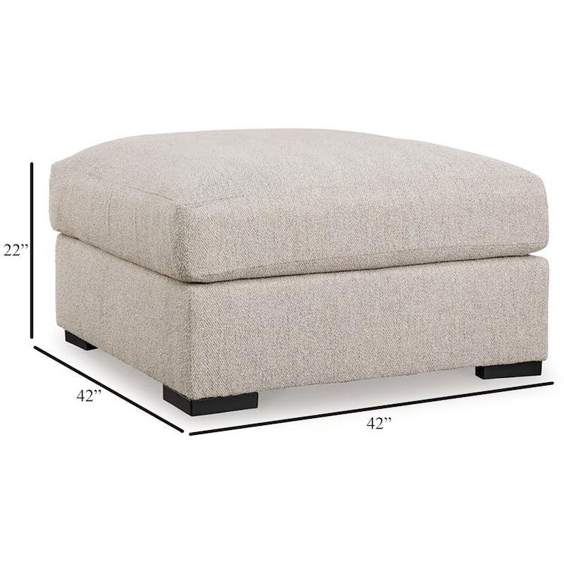Balli Accent Ottoman Footrest, 42 Inch Square, Warm Beige Polyester