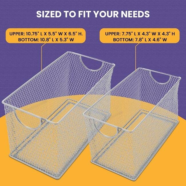 YBM Home All-Purpose Wire Mesh Storage Baskets: Organize Your Home with Open Bin Shelf Storage, Pack of 1