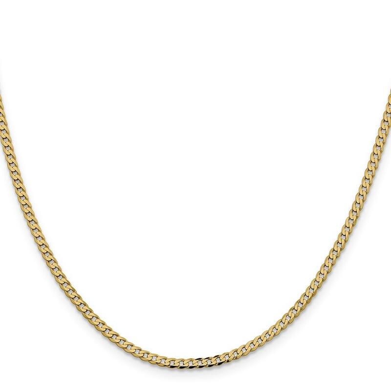 Curata 14k 2.3mm Beveled Curb Chain Bracelet 8 Inch Jewelry Gifts for Women
