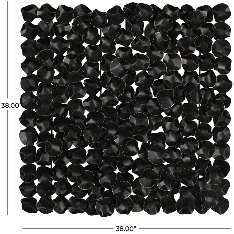 Metal Abstract Overlapping Folded Circle Wall Decor with Gold Accents - Black - Roche River Decor