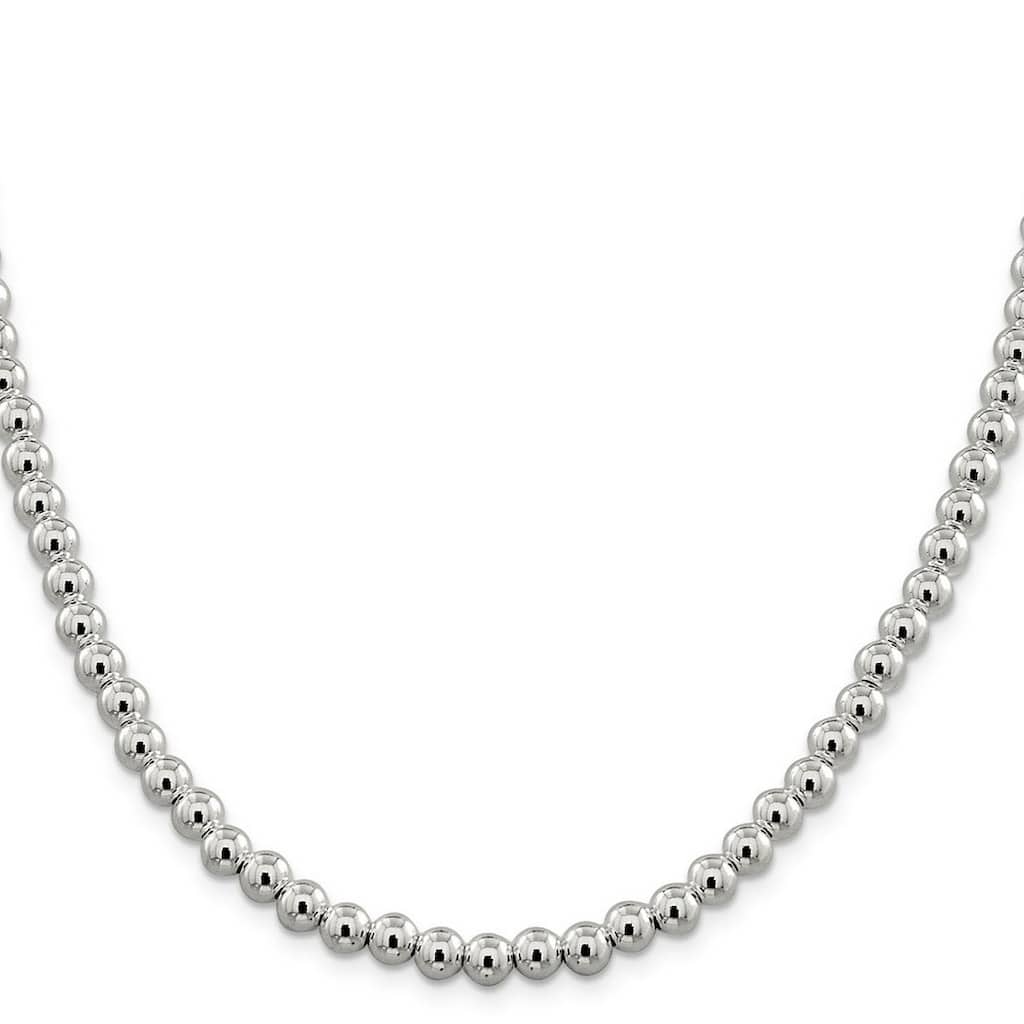 Curata 925 Sterling Silver 6.1mm Polished Bead Chain Necklace (Lobster)