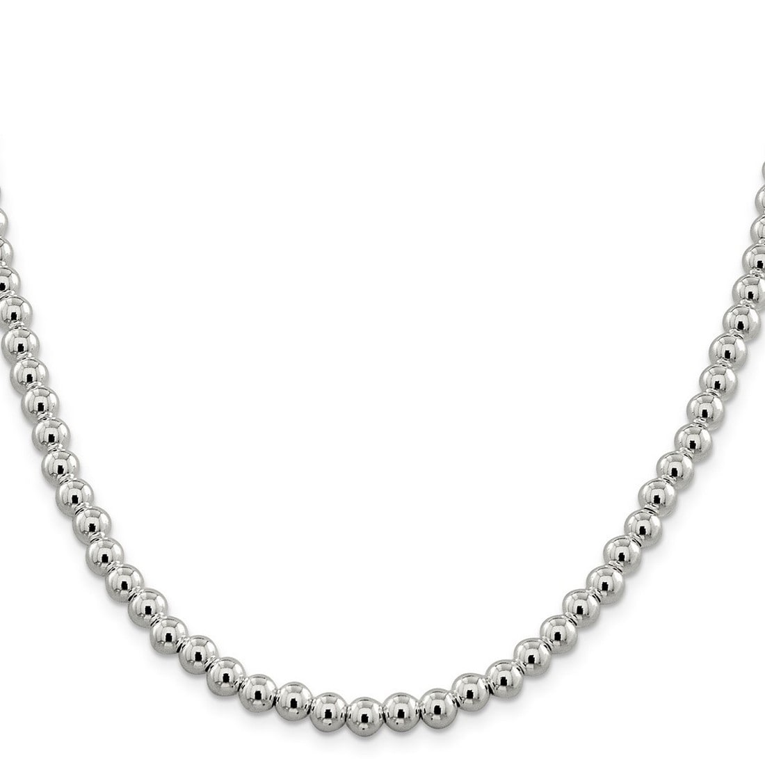 Curata 925 Sterling Silver 6.1mm Polished Bead Chain Necklace ()