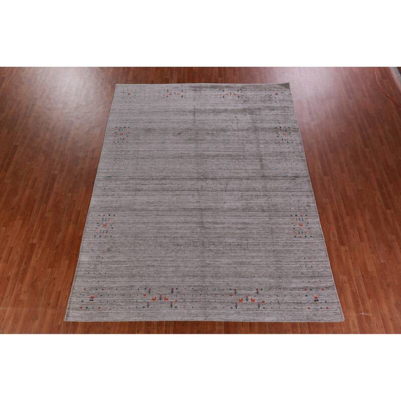 Hand Knotted Oriental 100% Wool Carpet Tribal Tribal Greys & Charcoal Gabbeh Area Rug - 12' 1'' X 9' 2''