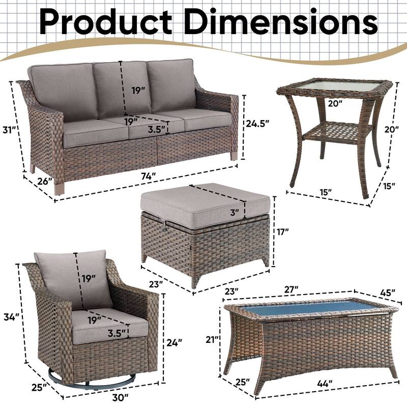 Pocassy All-Weather Rattan Patio Funiture Set