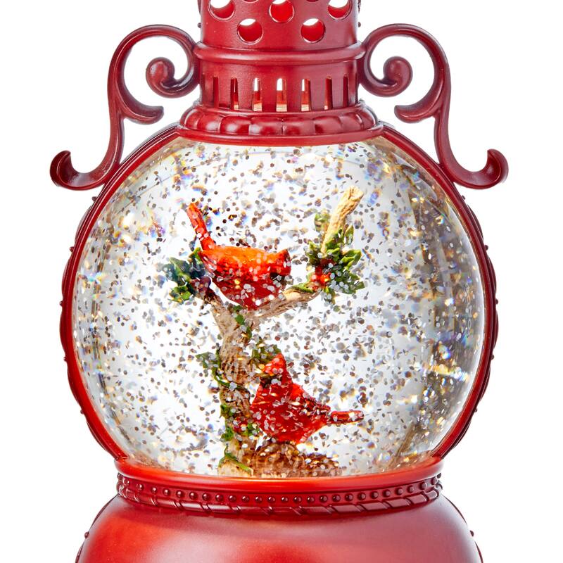 8" LED Cardinal Lantern Water Globe Usb