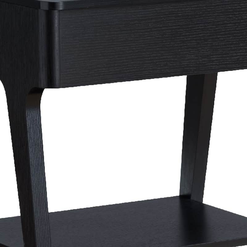 26 in. Black Rectangle Wood End Table, Sturdy Build End Side Table for Living Rooms