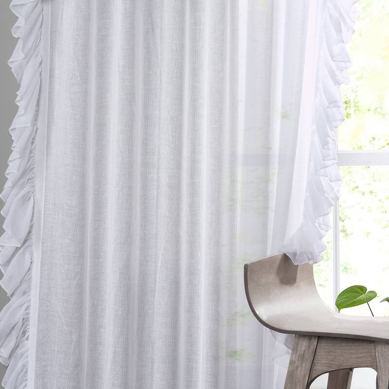 Exclusive Fabrics Faux Linen Ruffle Sheer Curtain (1 Panel)