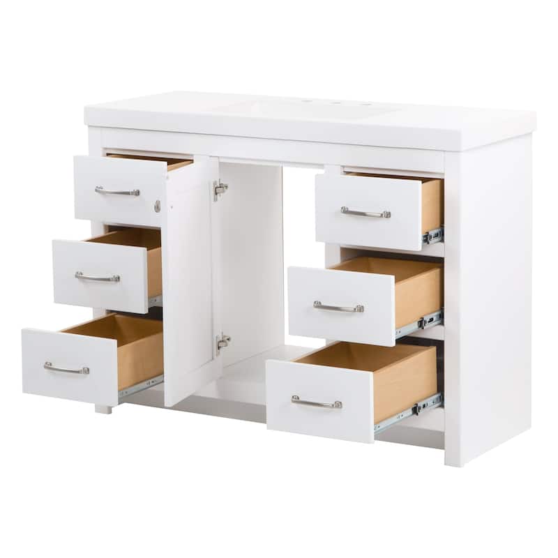 Chamiree 48.5" Bathroom Vanity With Cabinet, 6 Drawers, and White Sink Top