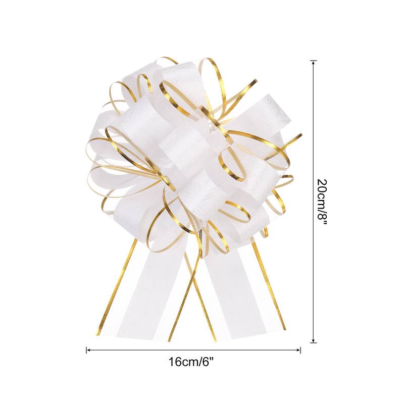 20pcs Large Pull Bow Gift Wrapping Bows Ribbon Organza for Wedding - White - 6 Inch