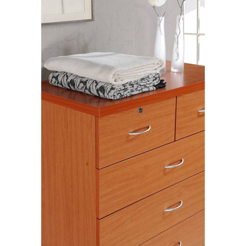 48" Cherry Red and Silver Rectangular 7-Drawer Chest with Locks