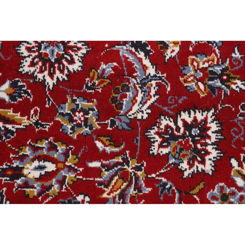 Medallion Kashan Turkish Area Rug Red Machine Made Floral Carpet - 9'9" x 12'11"