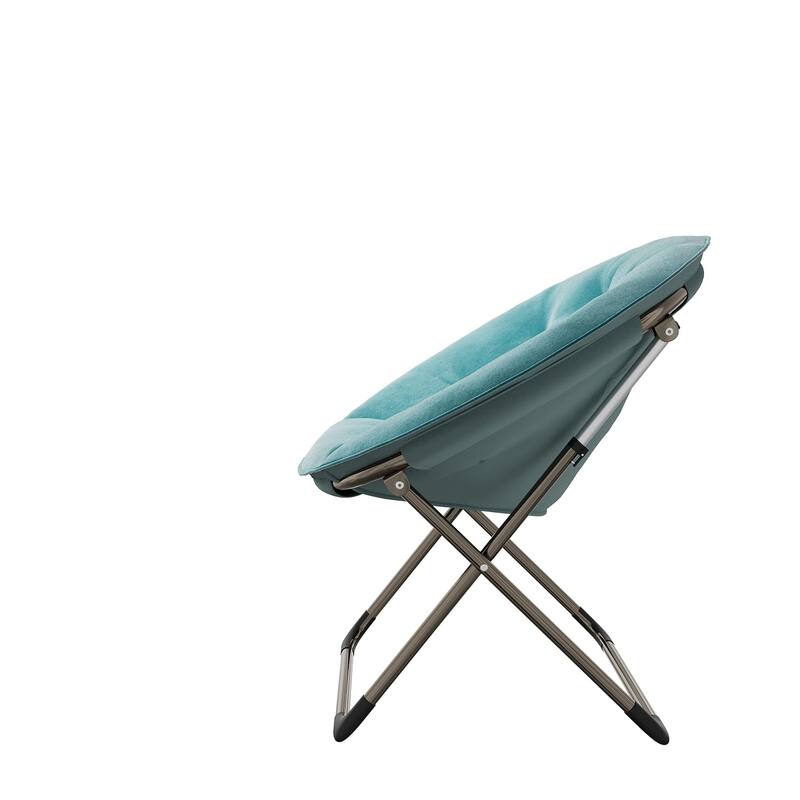 Comfy Folding Saucer Chair for Bedroom, Faux Fur Lounge Moon Chair with Sturdy Metal Frame, Oversized Plush Flower