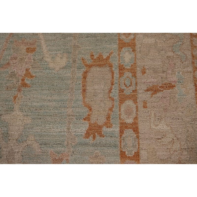 Vegetable Dye Oushak Turkish Runner Rug Handmade Wool Carpet - 4'0" x 12'2"