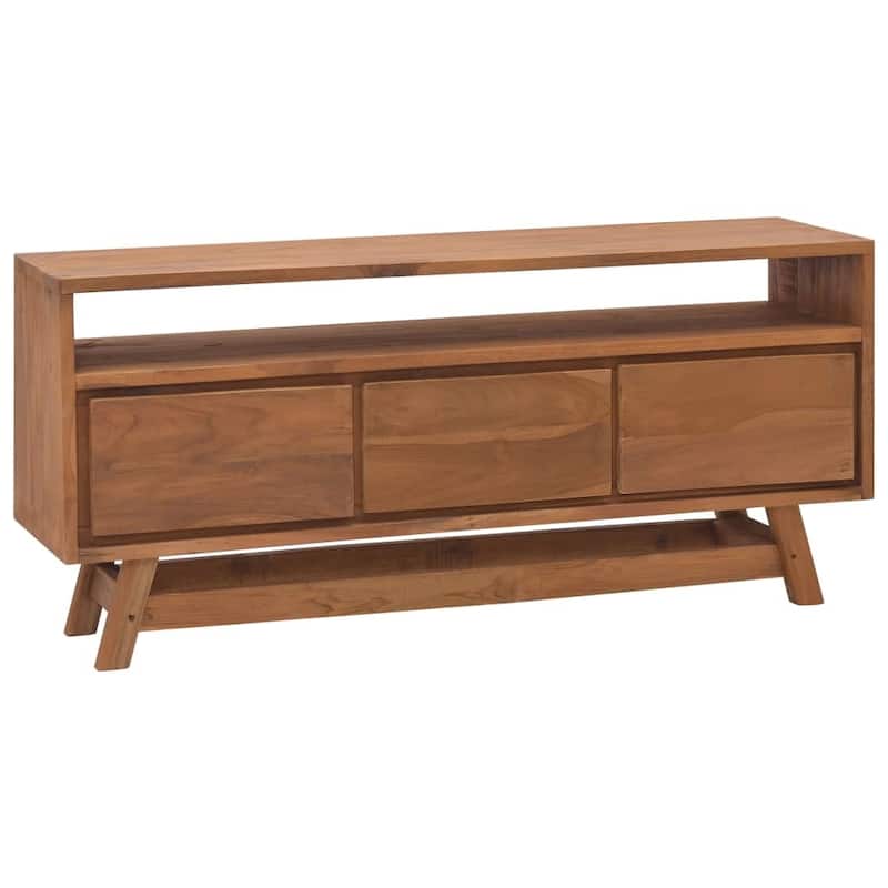 vidaXL TV Cabinet 43.3"x11.8"x19.7" Solid Teak Wood - 43.3" x 11.8" x 19.7" - 43.3" x 11.8" x 19.7"
