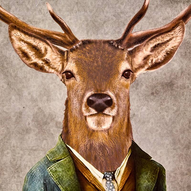 American Art Decor Deer John Ornate Framed Bar Wall Decor - 16.87" H x 13.75" L x 1" D