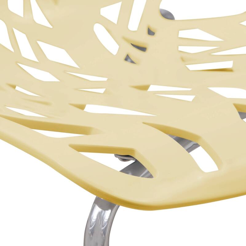 Asbury Stackable Dining Chair with Chrome Legs Side Chair with Modern Cut-Out Design Backrest