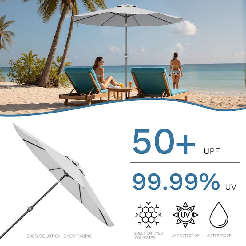 Patiowell 9 FT Outdoor Patio Umbrella, Outdoor Table Umbrella, Yard Umbrella, Market Umbrella with Push Button Tilt and Crank