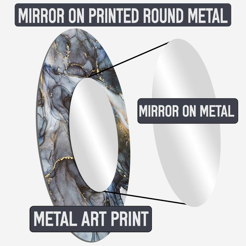 Designart "Orange Mid Century Organic Harmony I" Abstract Round Office Mirror - Mid-Century Modern Mirror For Wall Décor