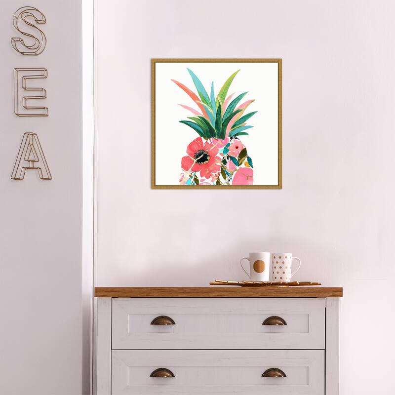 Pina Colada (Floral Pineapple) by Eva Watts Framed Canvas Art