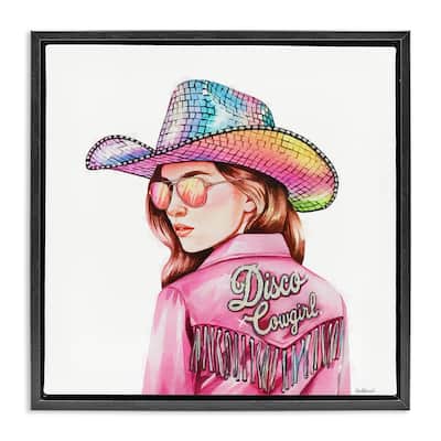 Stupell Pink Disco Cowgirl Framed Floater Canvas Wall Art Design By Amanda Greenwood