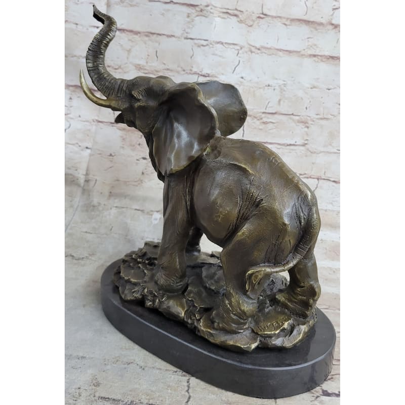 Bronze Metal Elephant Statue Sculpture Figure Figurine 12 Inches X 14 Inches