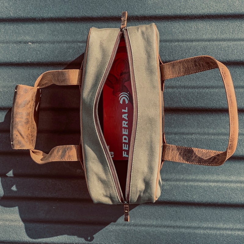 Outdoor Leisure Products Model CT10003 Canvas and Leather Ammo Bag