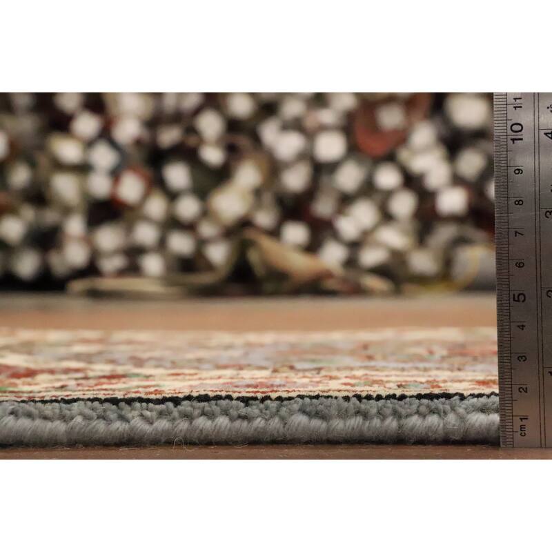 Hand Knotted Oriental 100% Wool Carpet Traditional Medallion Navy Blue & Blues Heriz (serapi) Area Rug - 3' 0'' X 2' 0''