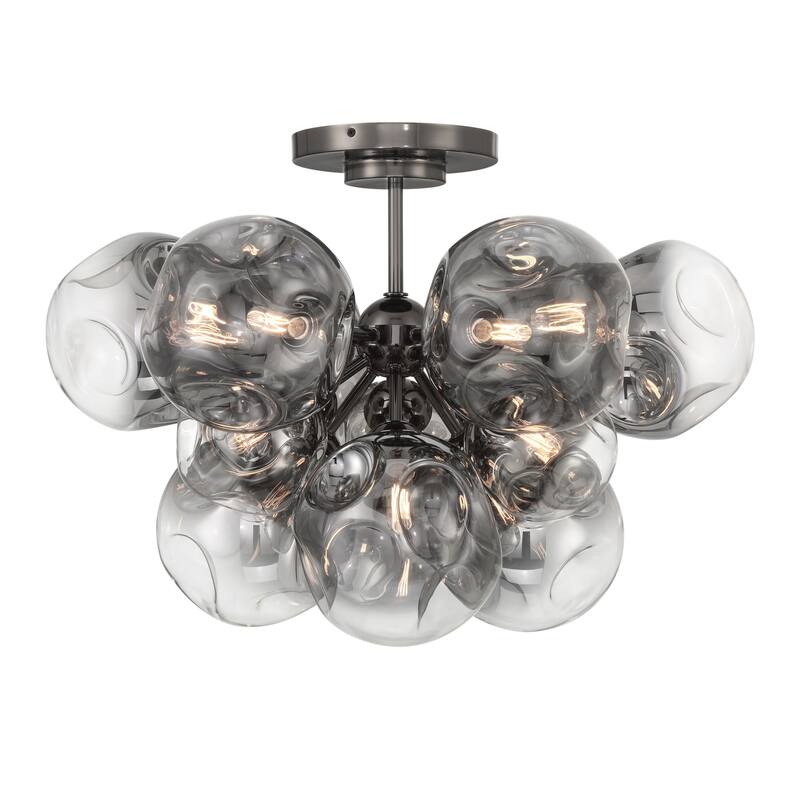 Metropolitan N5363 Neveh 12 Light 28" Wide Semi-Flush Ceiling Fixture - Gun Metal