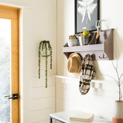 SAFAVIEH Darcey Grey Hanging Storage Wall Rack - 28" x 5" x 12"